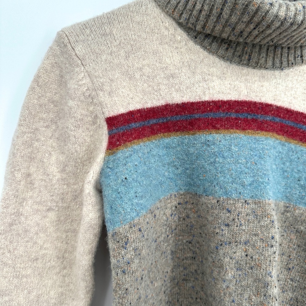 Pendleton Womens Lambswool Blend Striped Turtleneck Sweater Grey Beige Small - Picture 3 of 12